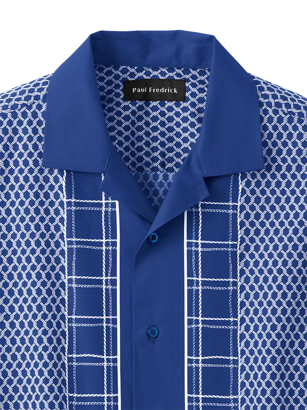 Cotton Border Print Casual Shirt - Blue - Image 6