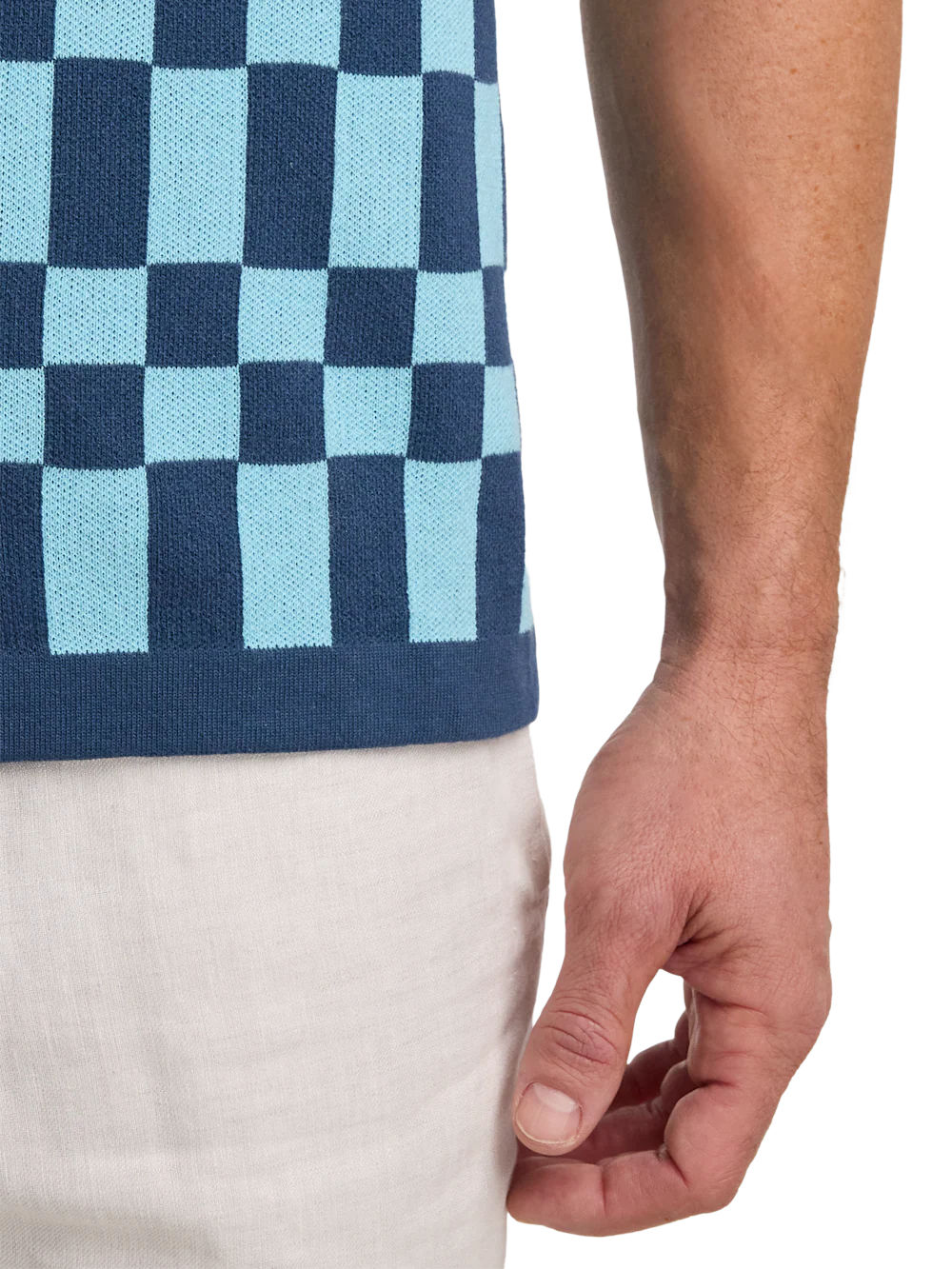 Cotton Button Front Camp Sweater - Blue Multi - Image 4