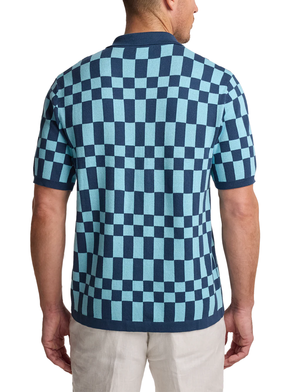 Cotton Button Front Camp Sweater - Blue Multi - Image 5