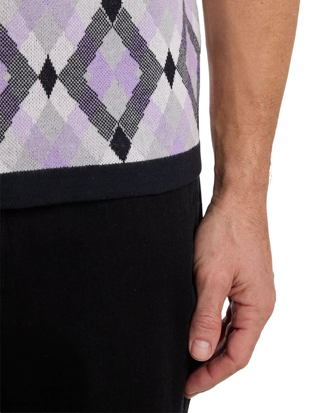 Cotton Button Front Camp Sweater - Purple Multi - Image 4