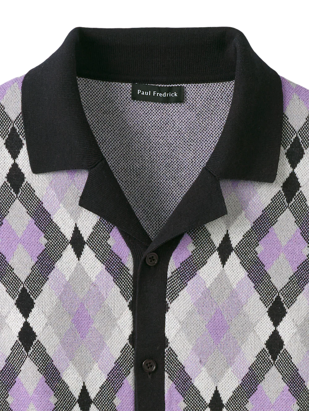 Cotton Button Front Camp Sweater - Purple Multi - Image 6