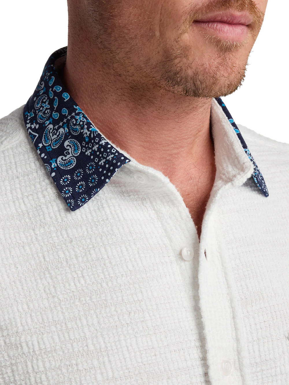 Cotton Button Front Polo - White - Image 4