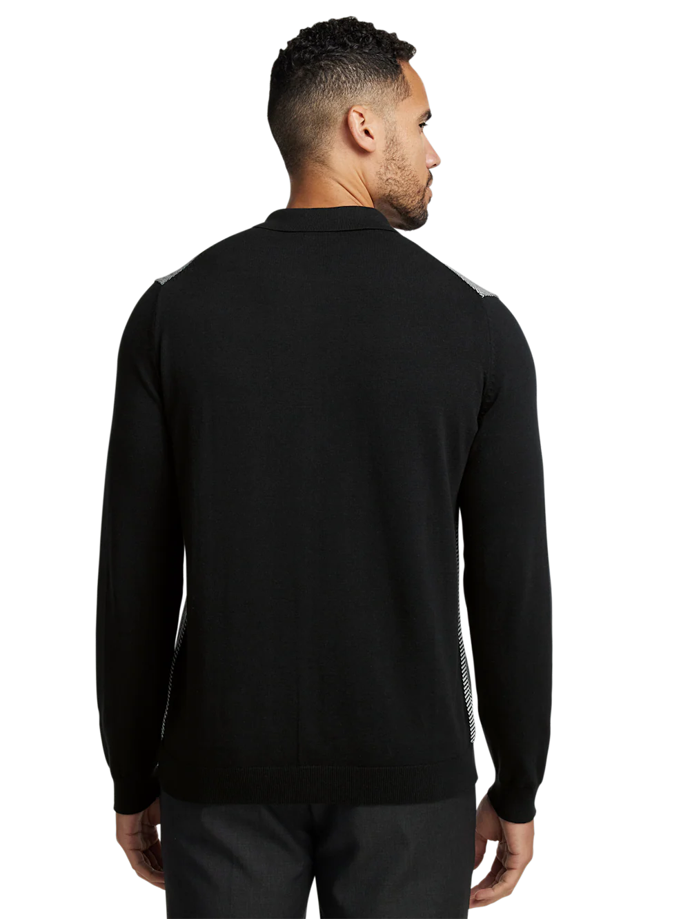 Cotton Button Front Polo - Black/white - Image 5