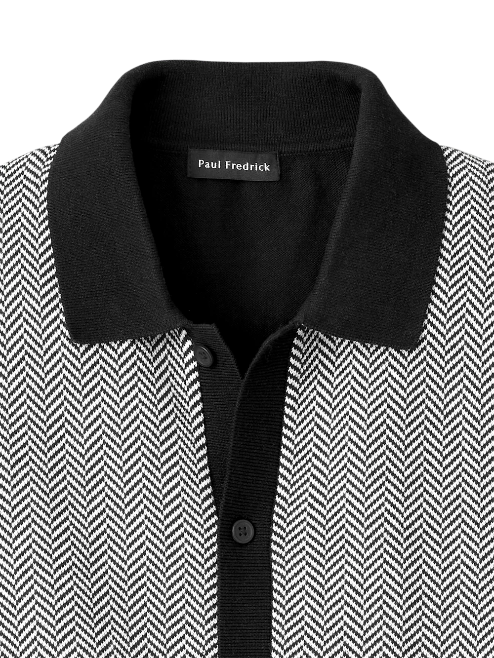 Cotton Button Front Polo - Black/white - Image 6