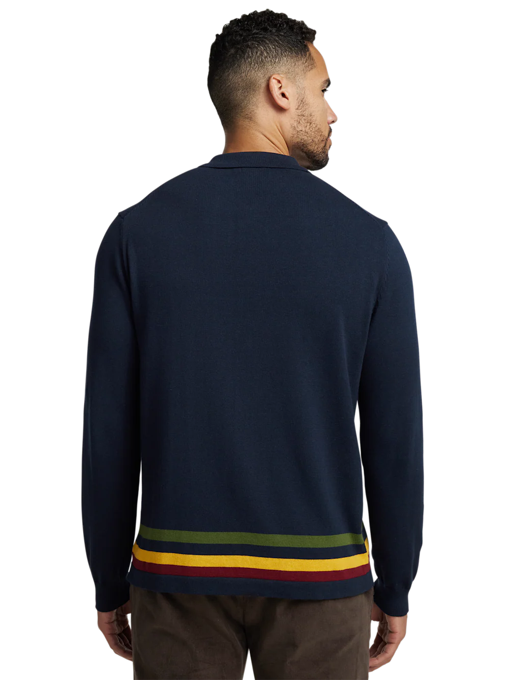 Cotton Button Front Polo - Navy - Image 5