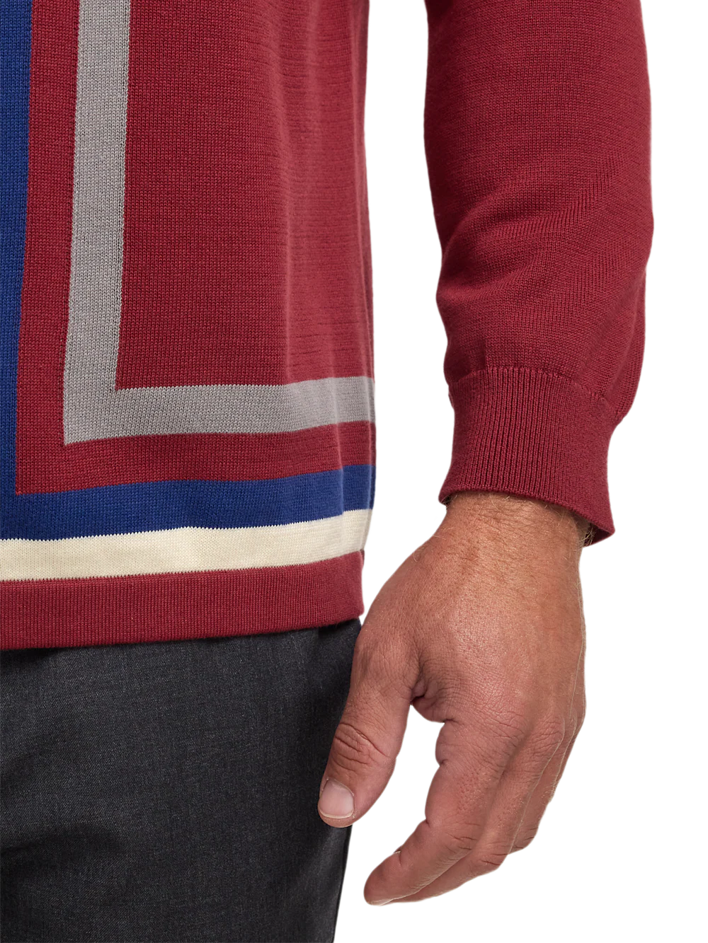 Cotton Button Front Polo - Burgundy - Image 4