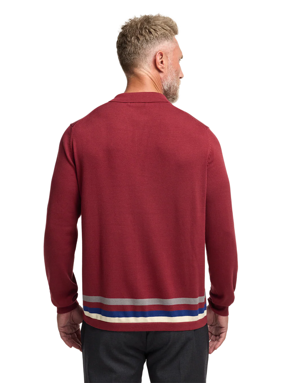 Cotton Button Front Polo - Burgundy - Image 5