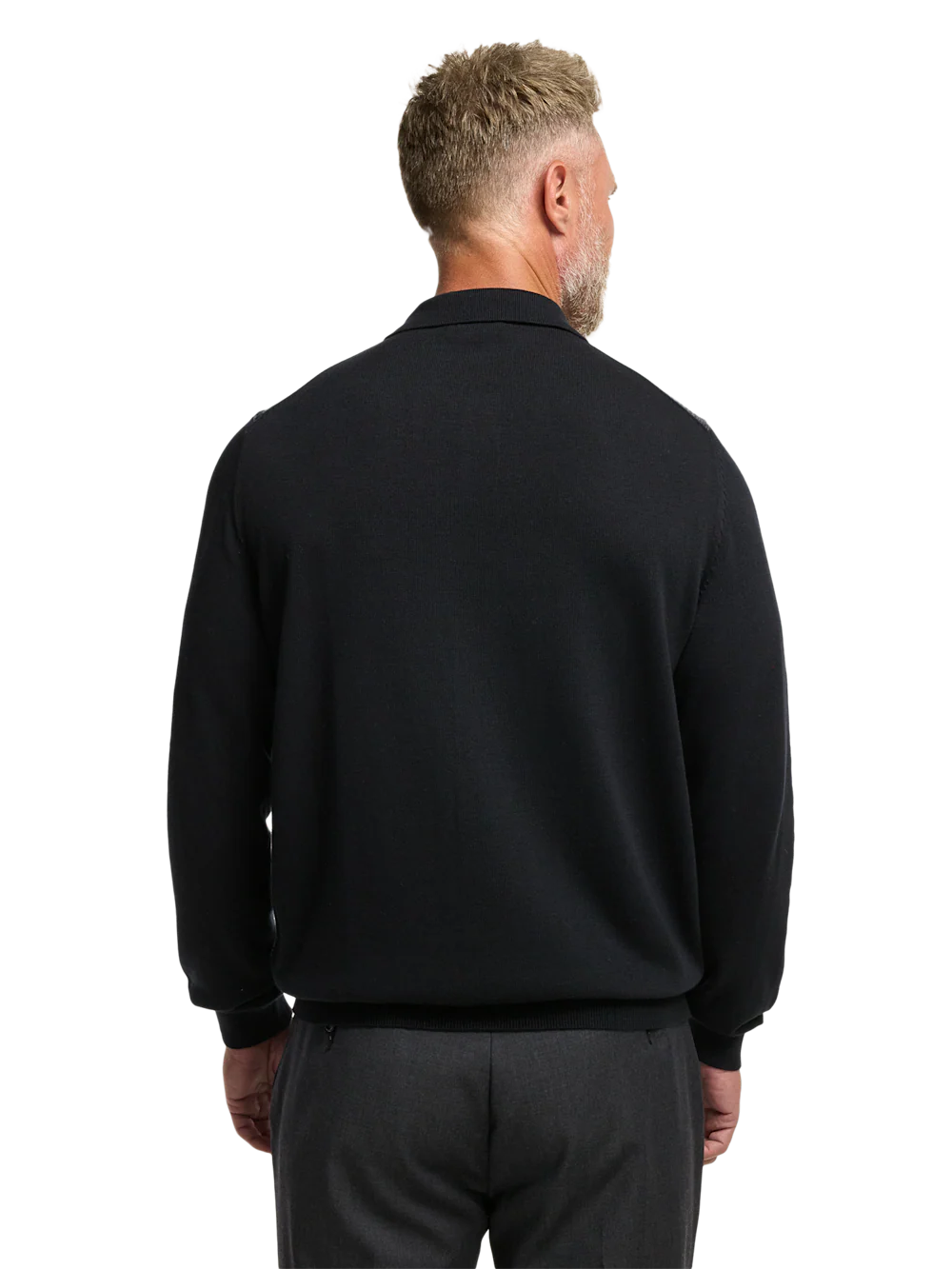 Cotton Button Front Polo - Black/grey - Image 5