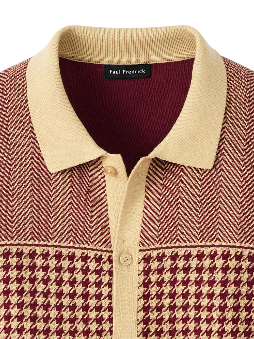 Cotton Button Front Polo - Burgundy - Image 6