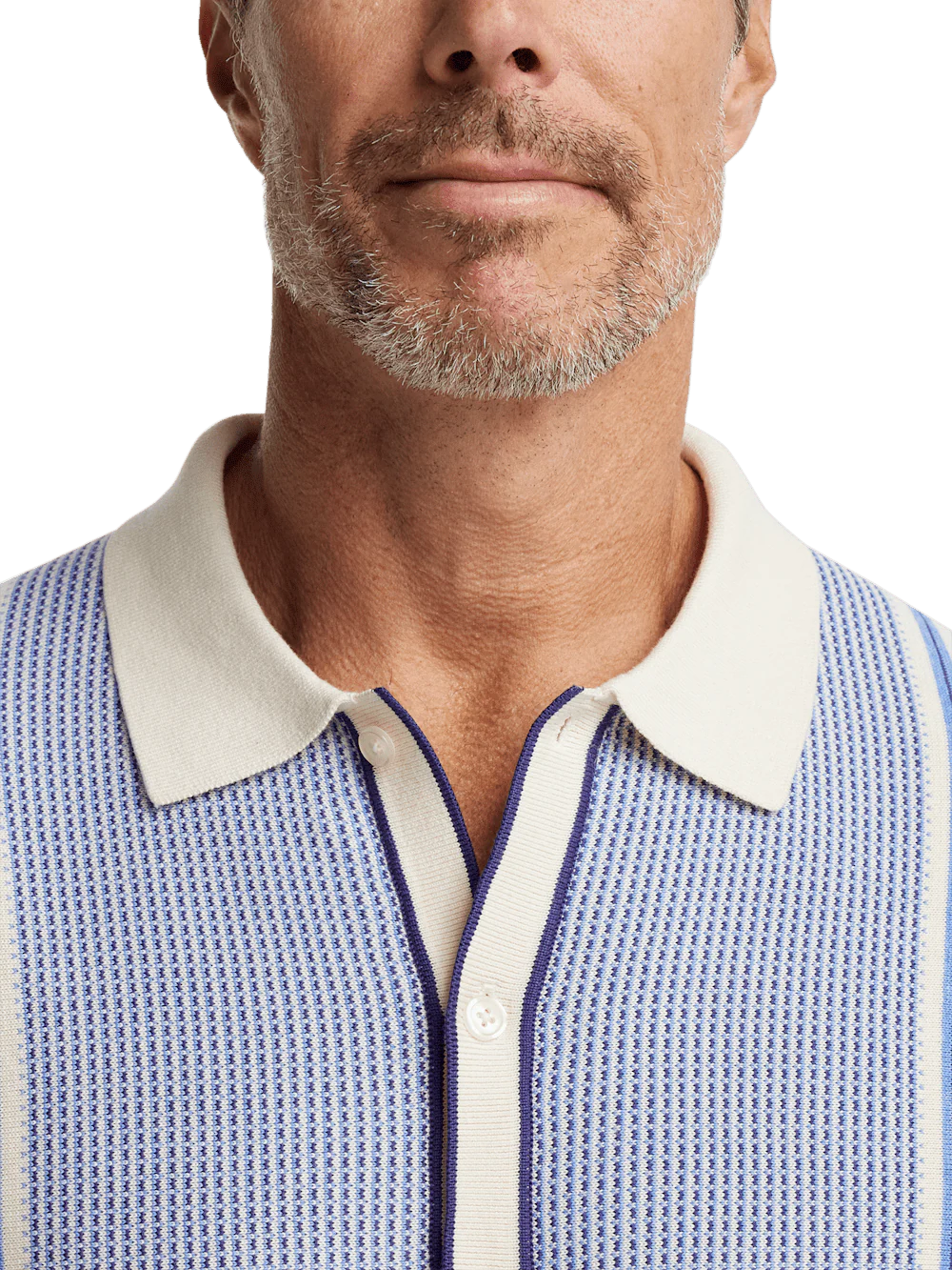 Cotton Button Front Polo - Blue - Image 3