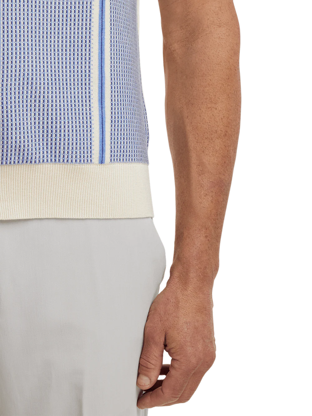 Cotton Button Front Polo - Blue - Image 4