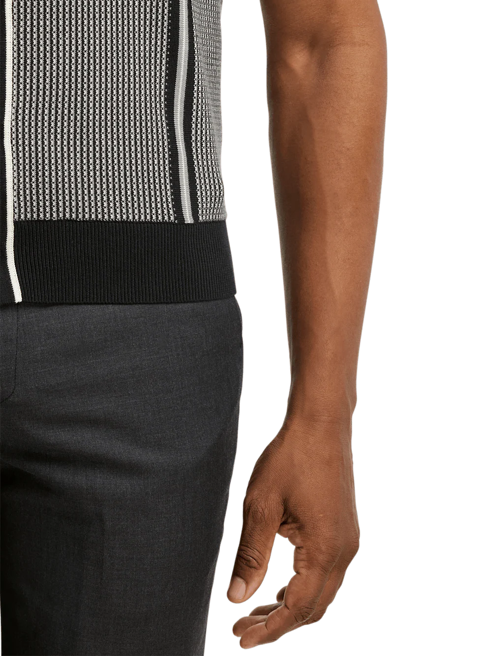 Cotton Button Front Polo - Black - Image 4