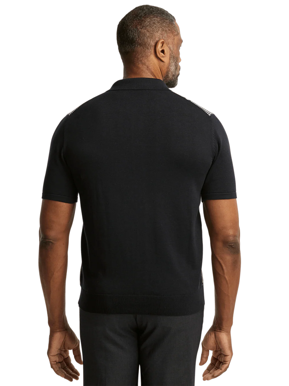 Cotton Button Front Polo - Black - Image 5