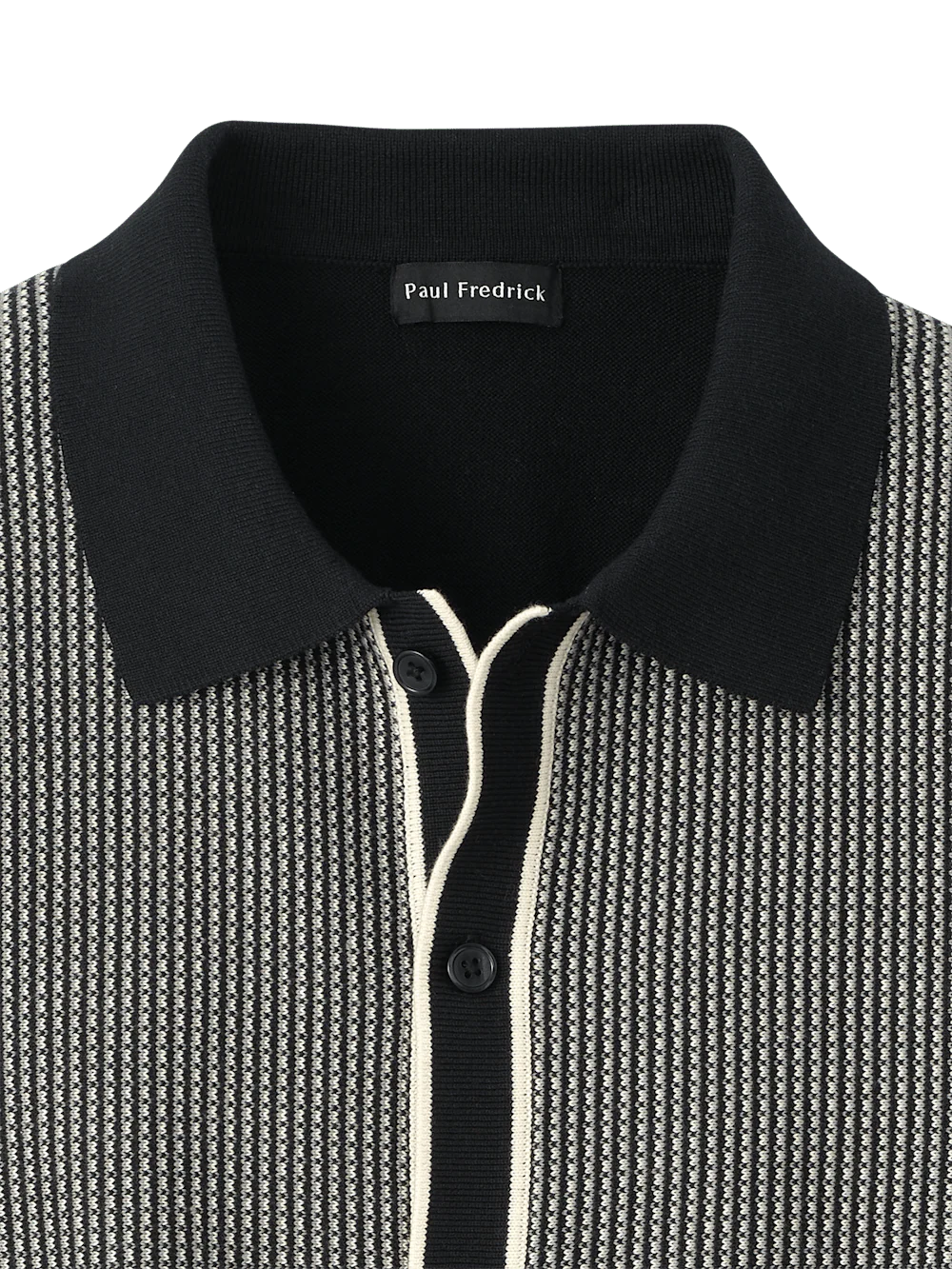 Cotton Button Front Polo - Black - Image 6