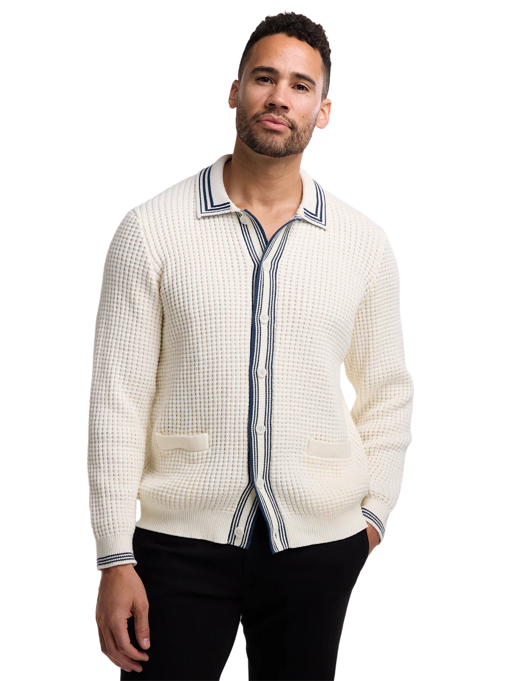 Cotton Button Front Polo - Ivory - Image 2