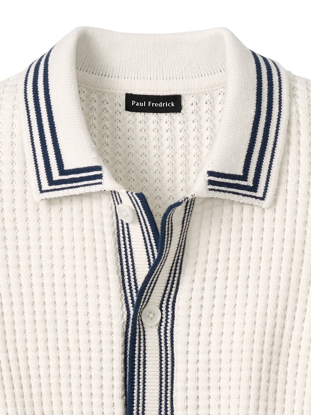 Cotton Button Front Polo - Ivory - Image 6