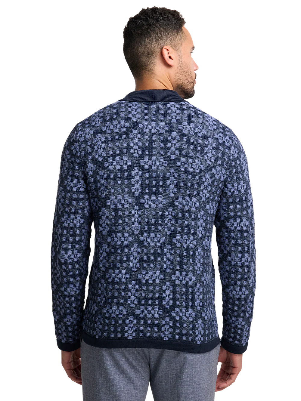 Cotton Button Front Polo - Navy - Image 5