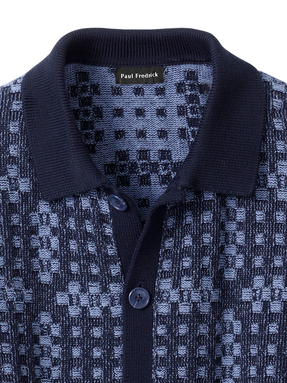 Cotton Button Front Polo - Navy - Image 6