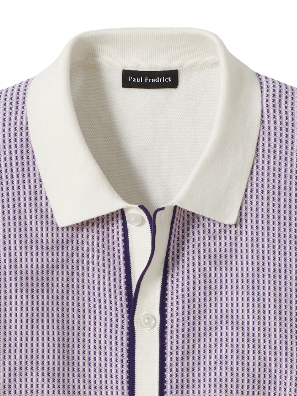 Cotton Button Front Polo - Purple - Image 6