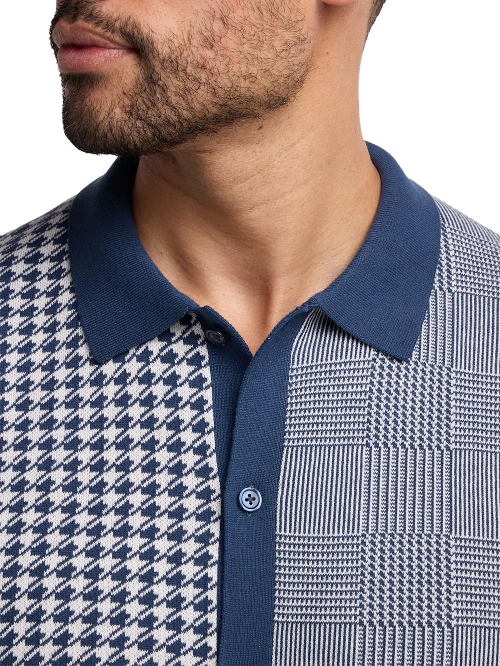 Cotton Button Front Polo - Blue - Image 3