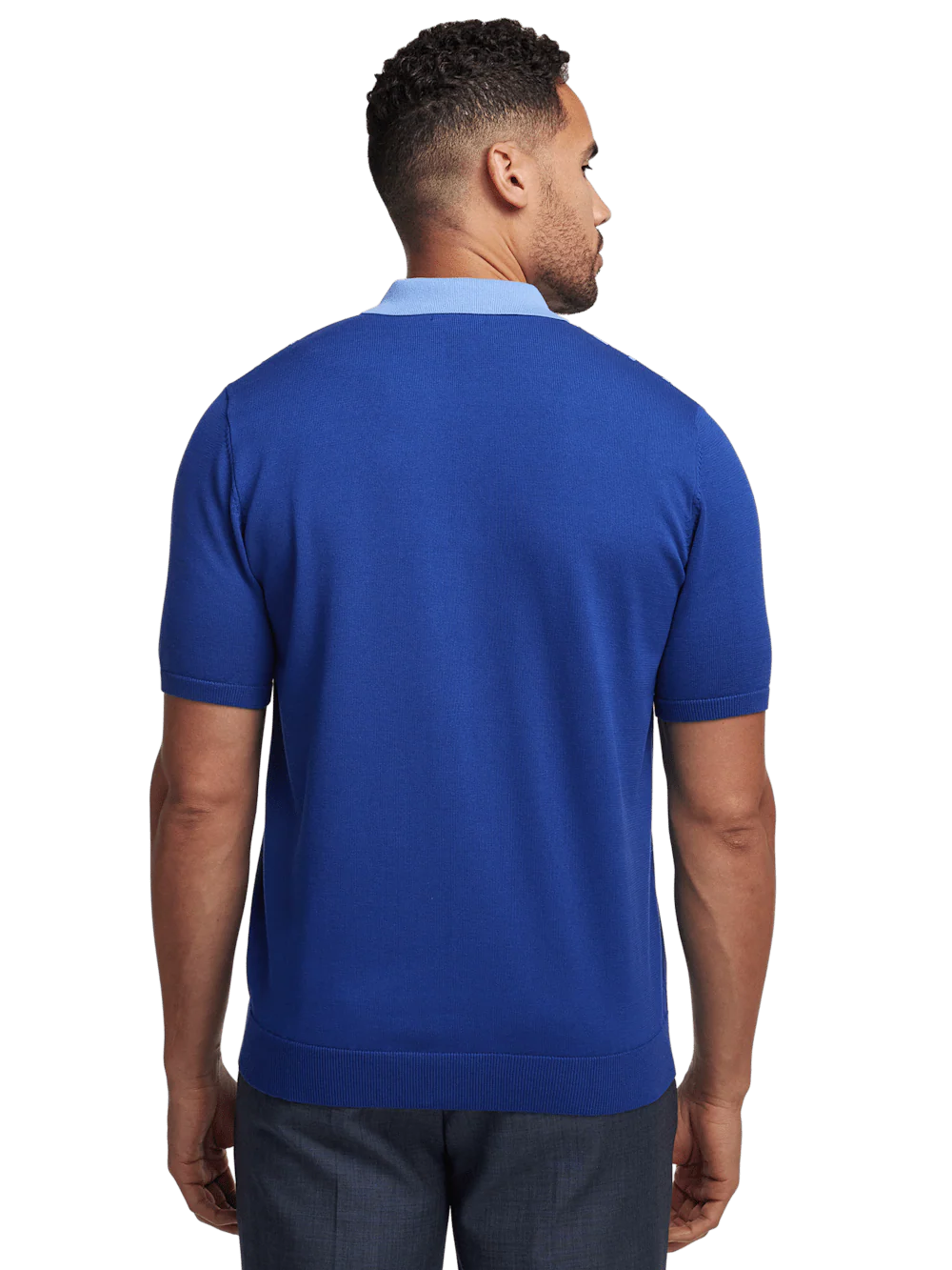 Cotton Button Front Polo - Blue - Image 5
