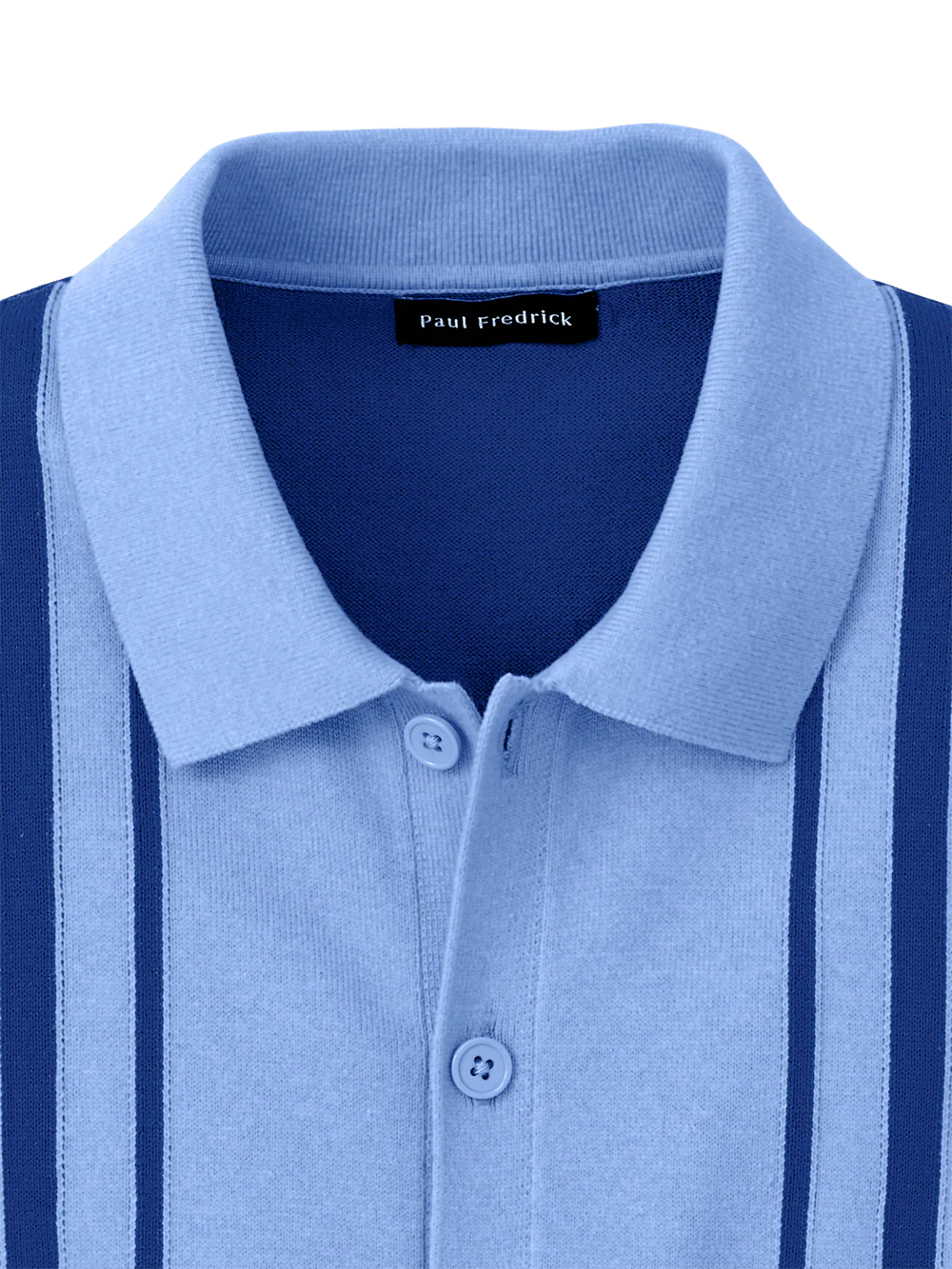 Cotton Button Front Polo - Blue - Image 6