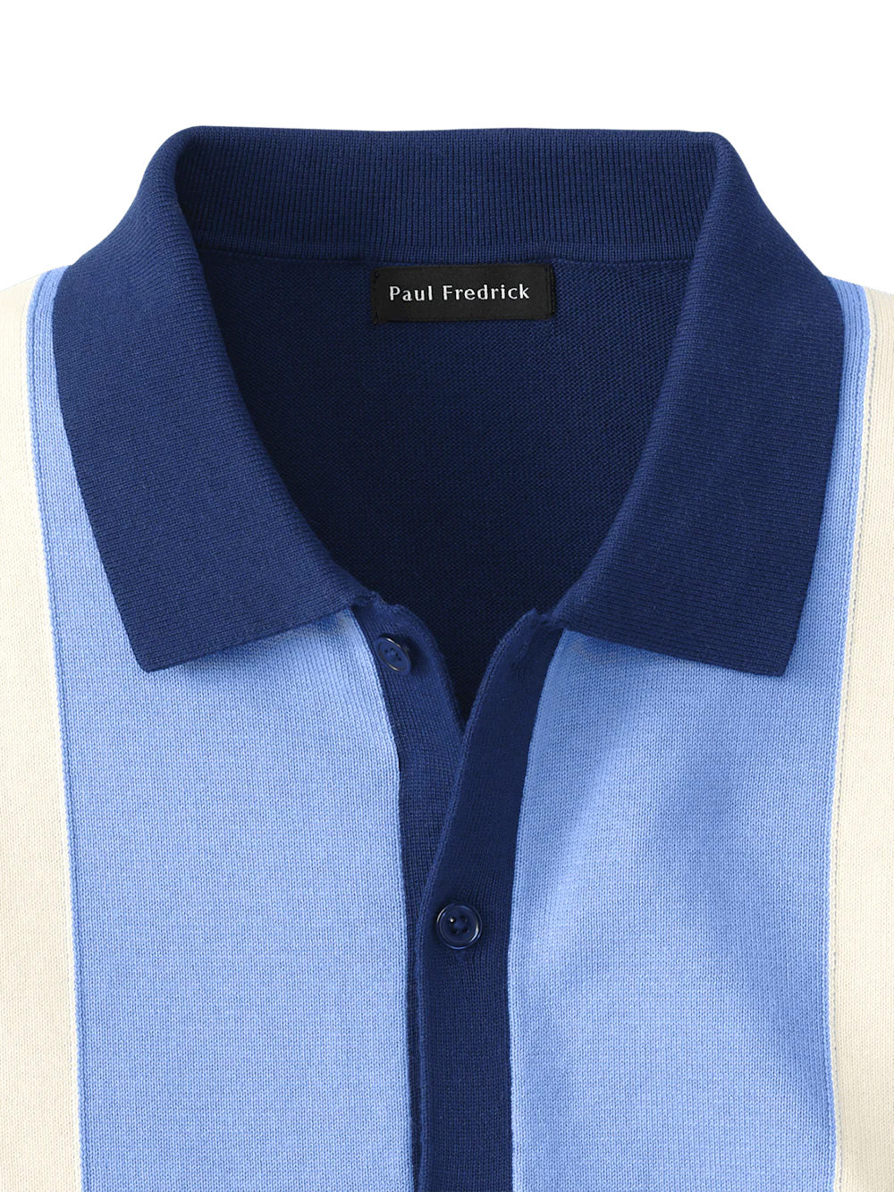 Cotton Button Front Polo - Navy - Image 6
