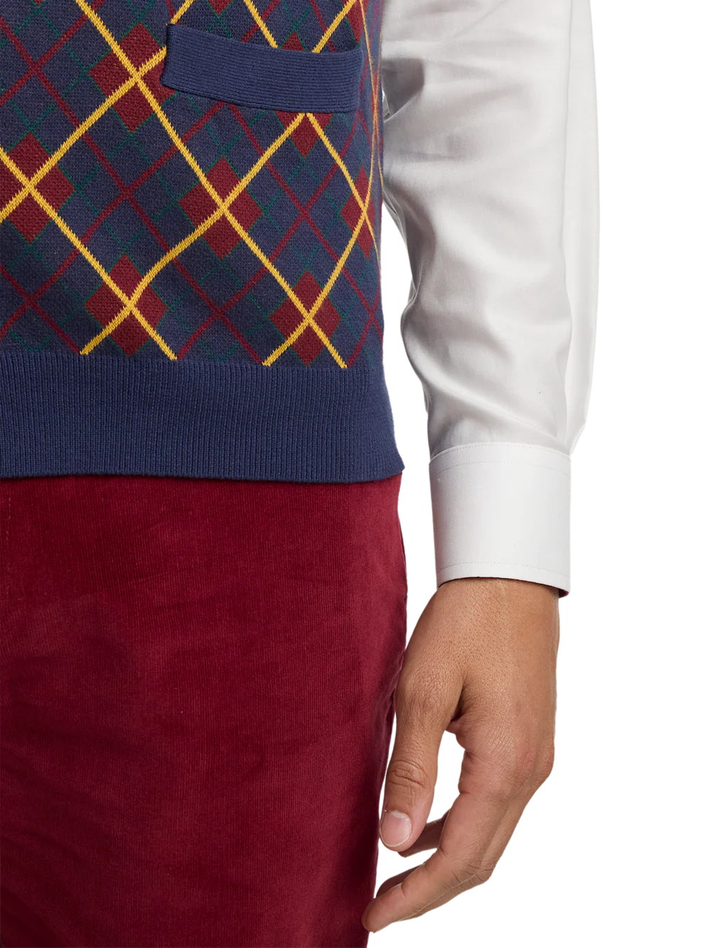 Cotton Button Front V-neck Cardigan Vest - Multi - Image 4