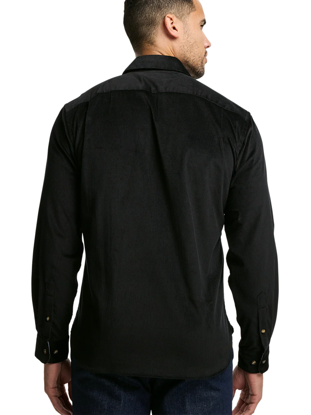 Cotton Corduroy Casual Shirt - Black - Image 5
