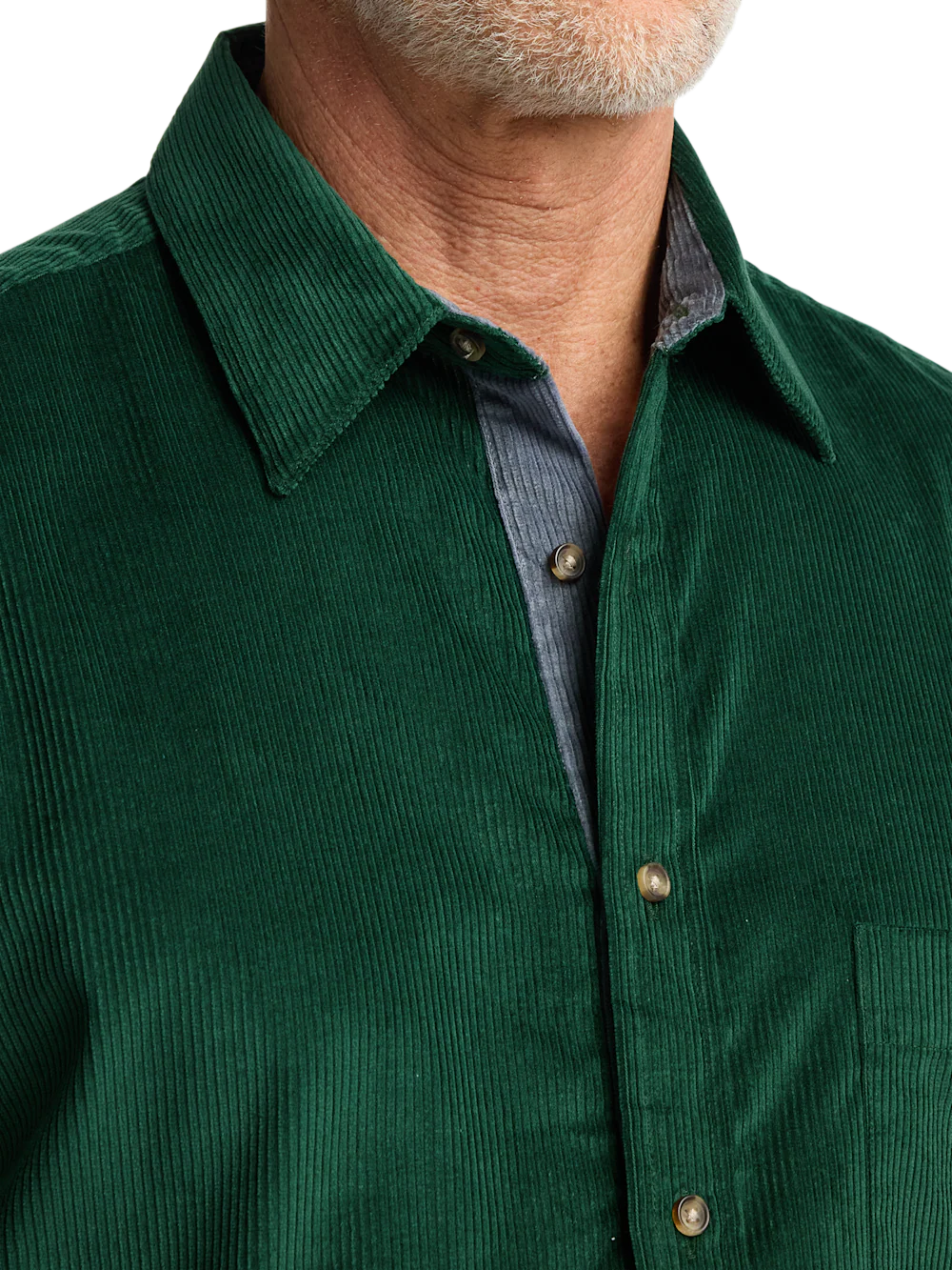 Cotton Corduroy Casual Shirt - Green - Image 3