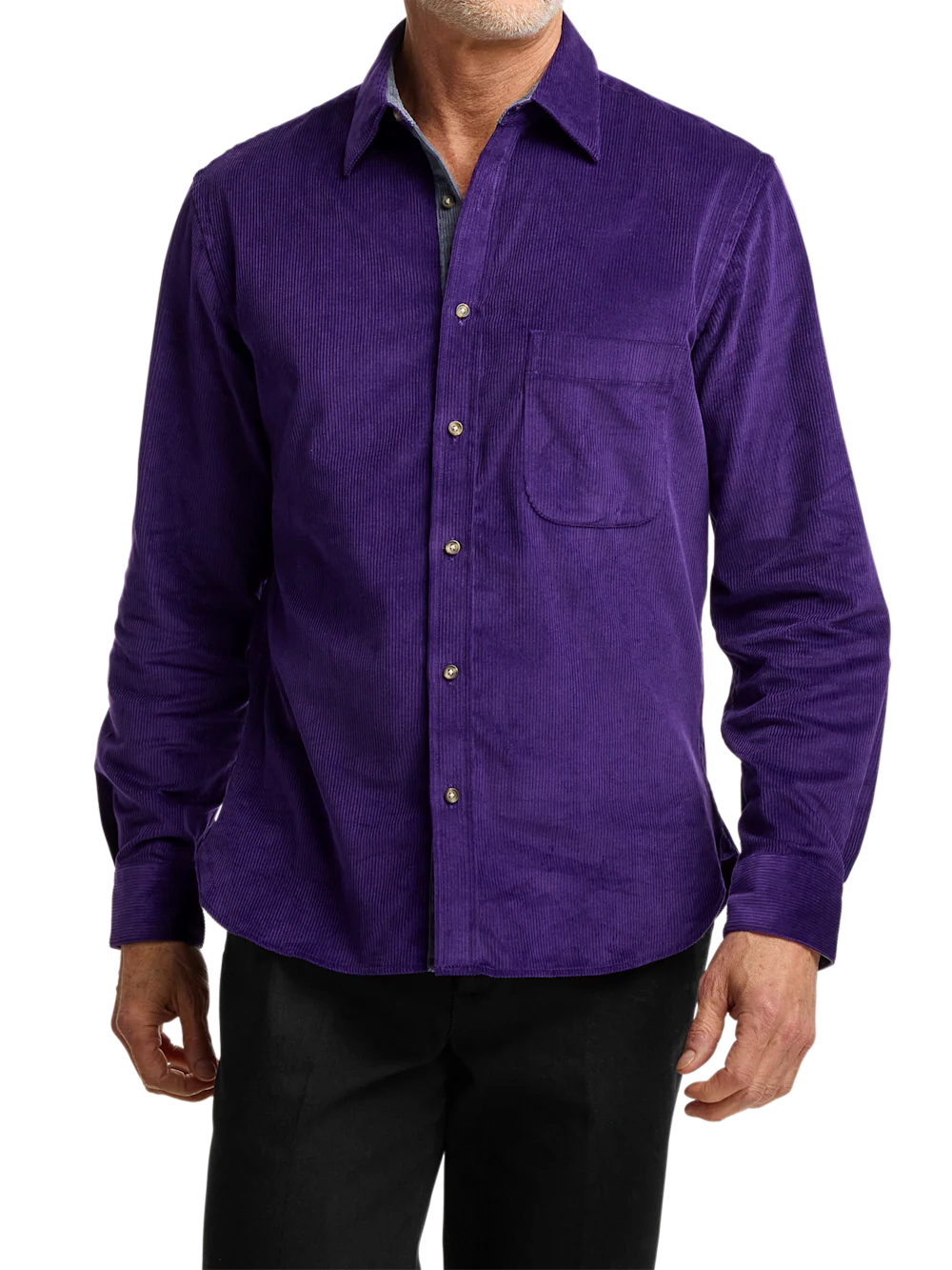Cotton Corduroy Casual Shirt - Purple - Image 2
