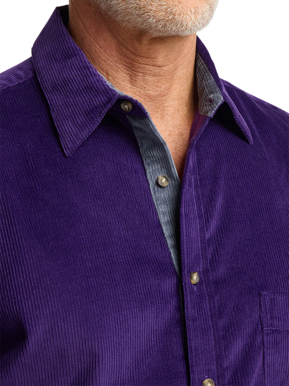 Cotton Corduroy Casual Shirt - Purple - Image 3