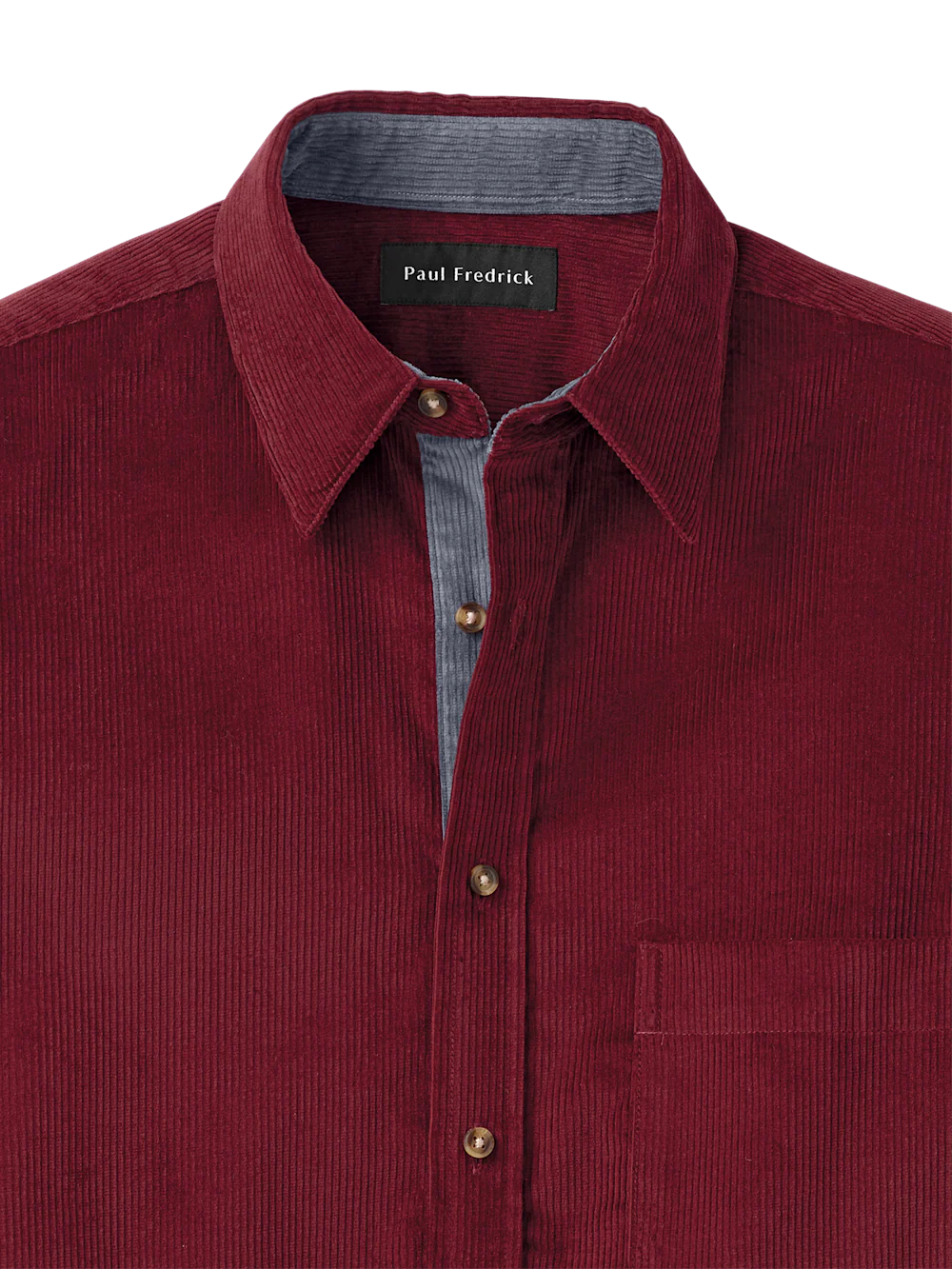 Cotton Corduroy Casual Shirt - Burgundy - Image 6