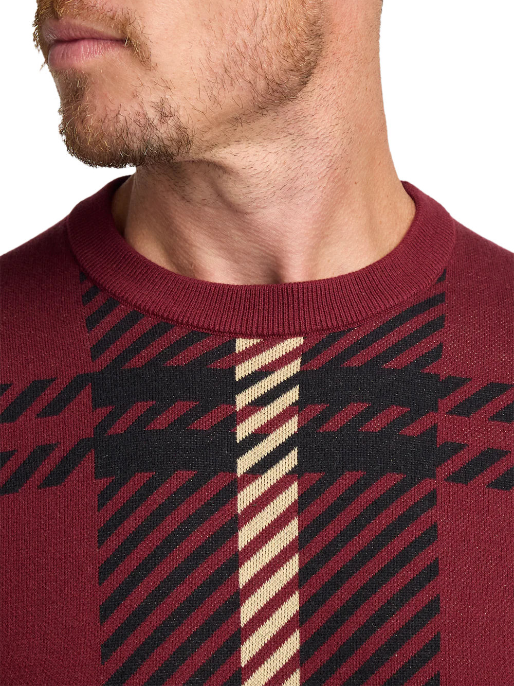 Cotton Crewneck Sweater - Burgundy - Image 3