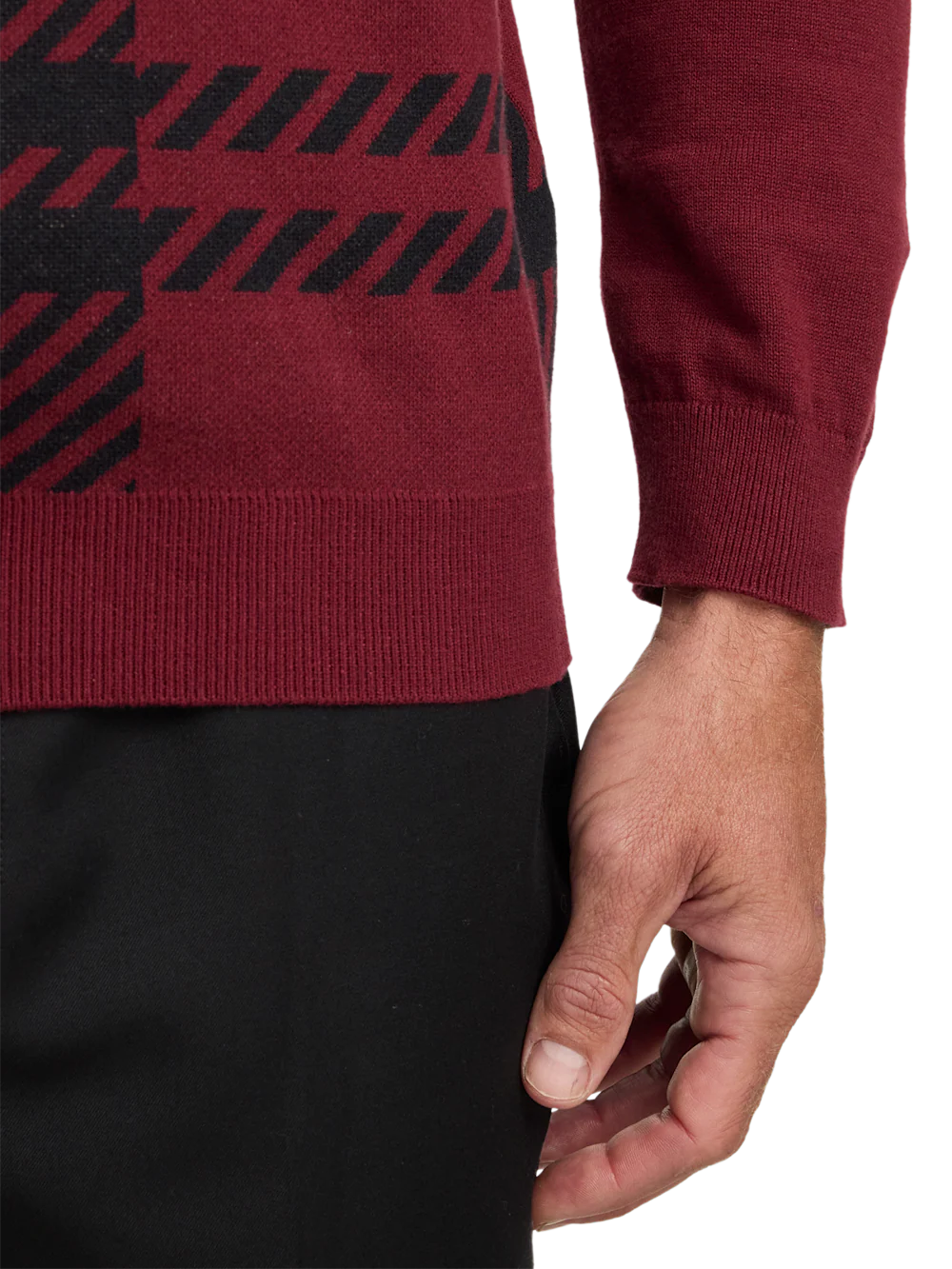 Cotton Crewneck Sweater - Burgundy - Image 4