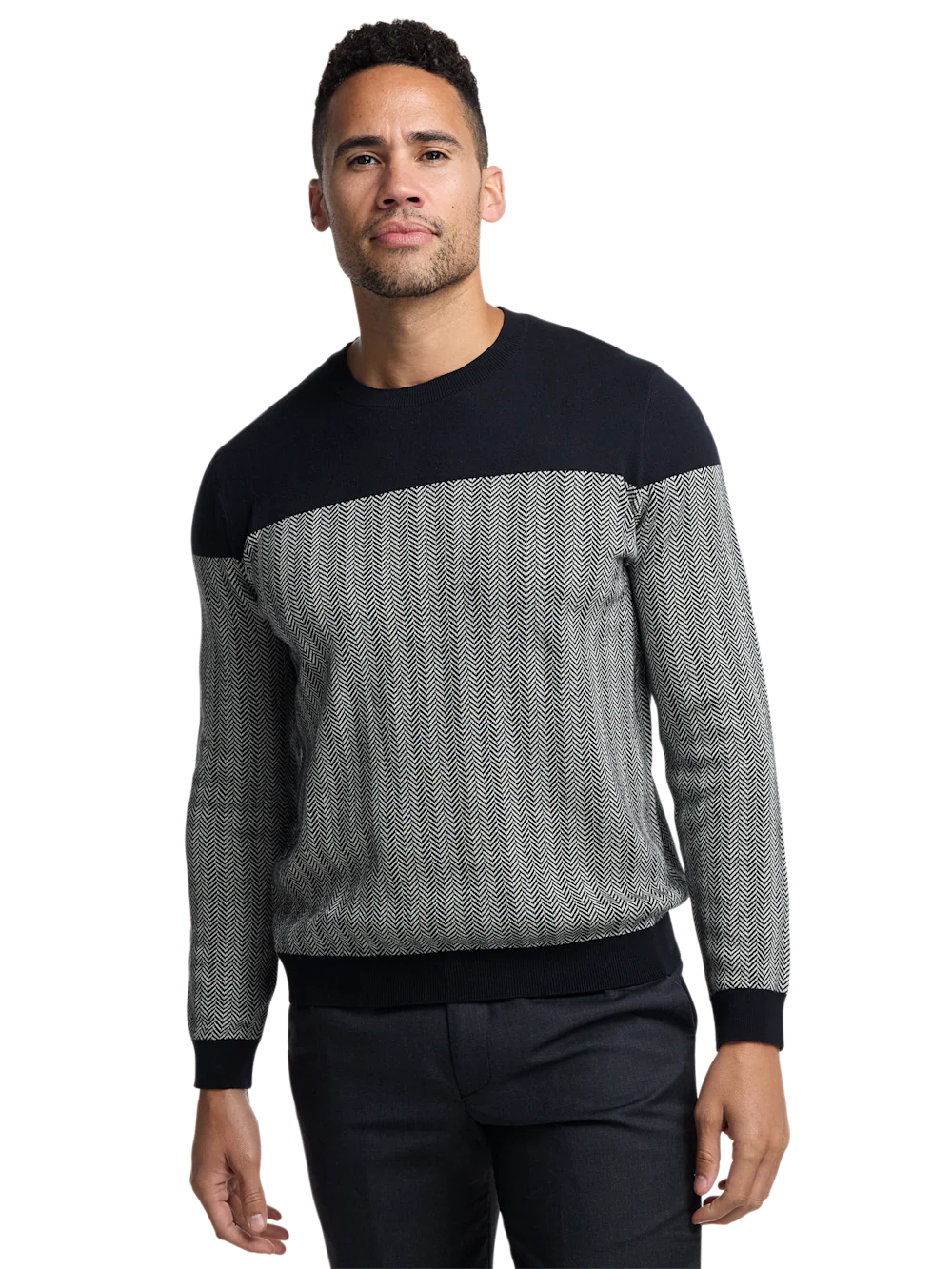 Cotton Crewneck Sweater - Black/ivory - Image 2