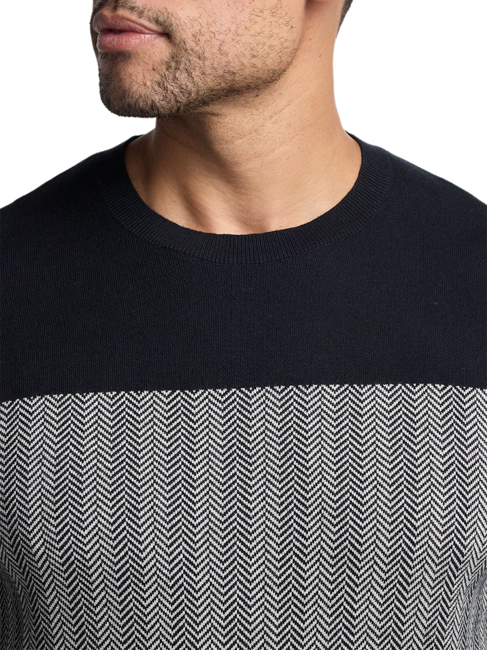 Cotton Crewneck Sweater - Black/ivory - Image 3