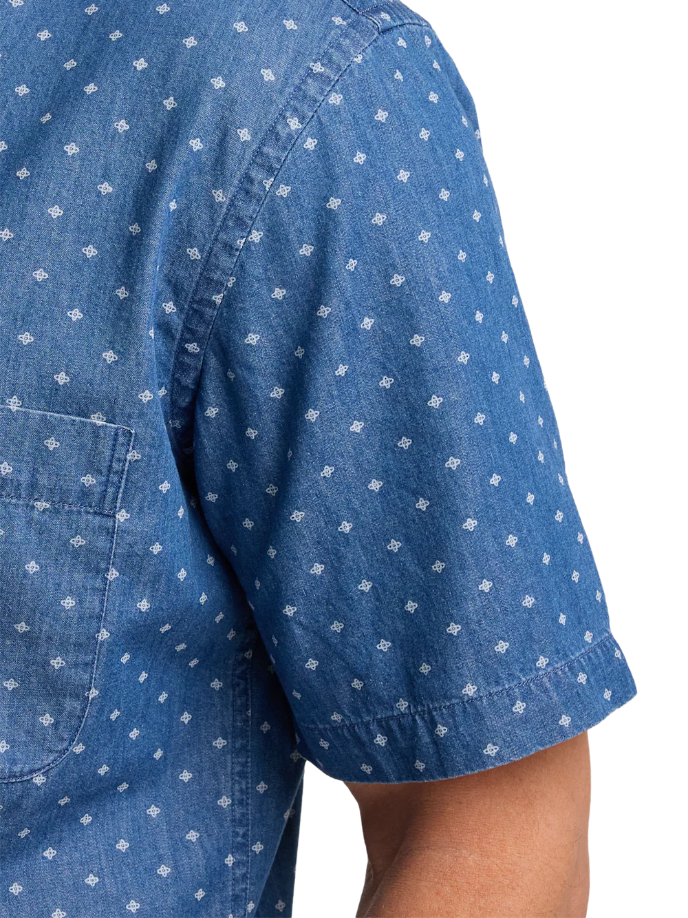 Cotton Denim Geometric Dot Casual Shirt - Navy - Image 4