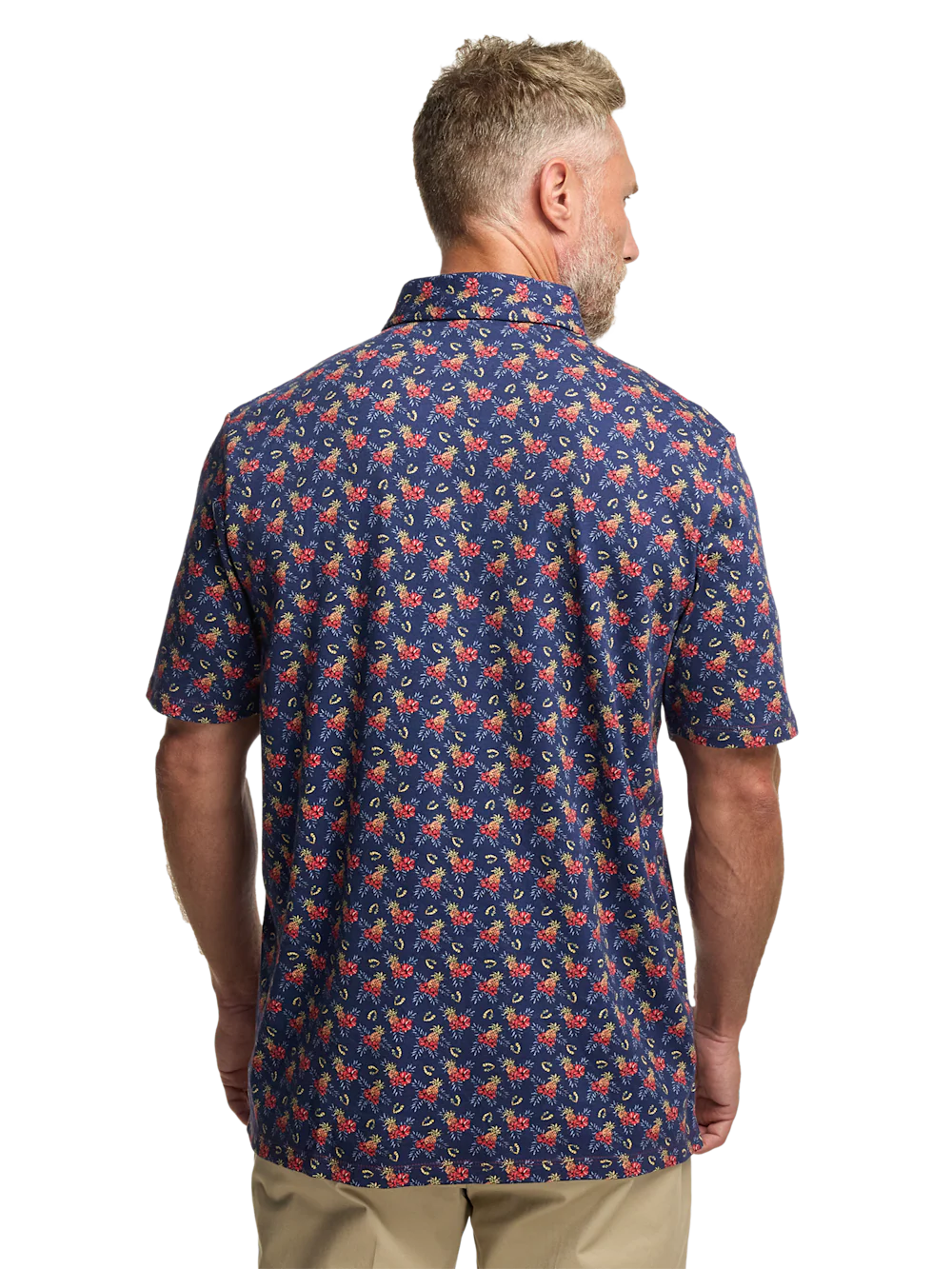 Cotton Full Button Front Polo - Navy Multi - Image 5