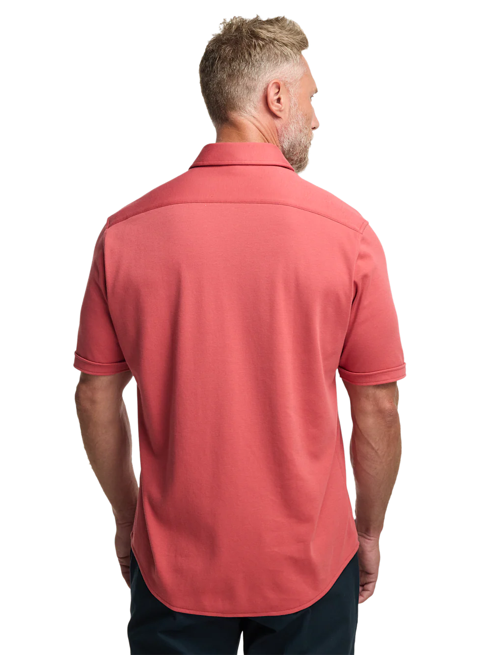 Cotton Full Button Front Polo - Coral - Image 5