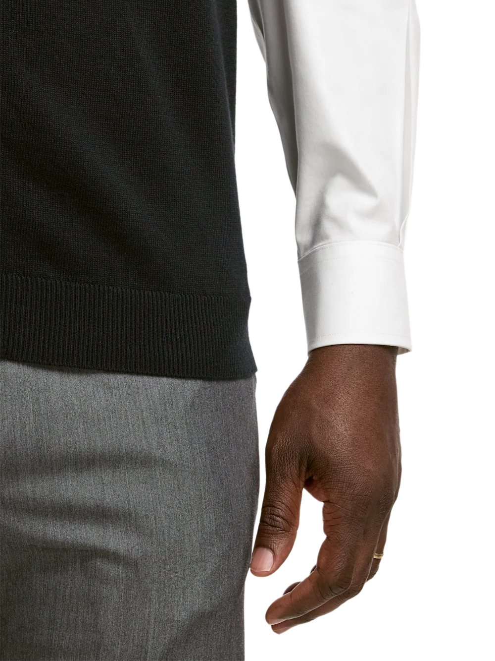 Cotton Full Zip Mock Neck Vest - Black - Image 4