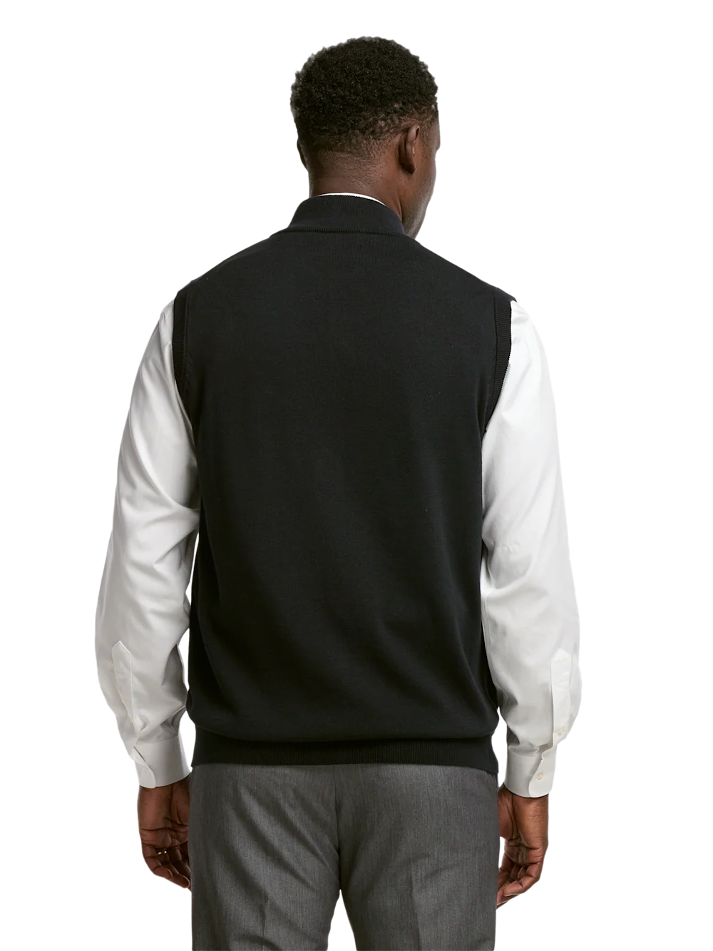 Cotton Full Zip Mock Neck Vest - Black - Image 5