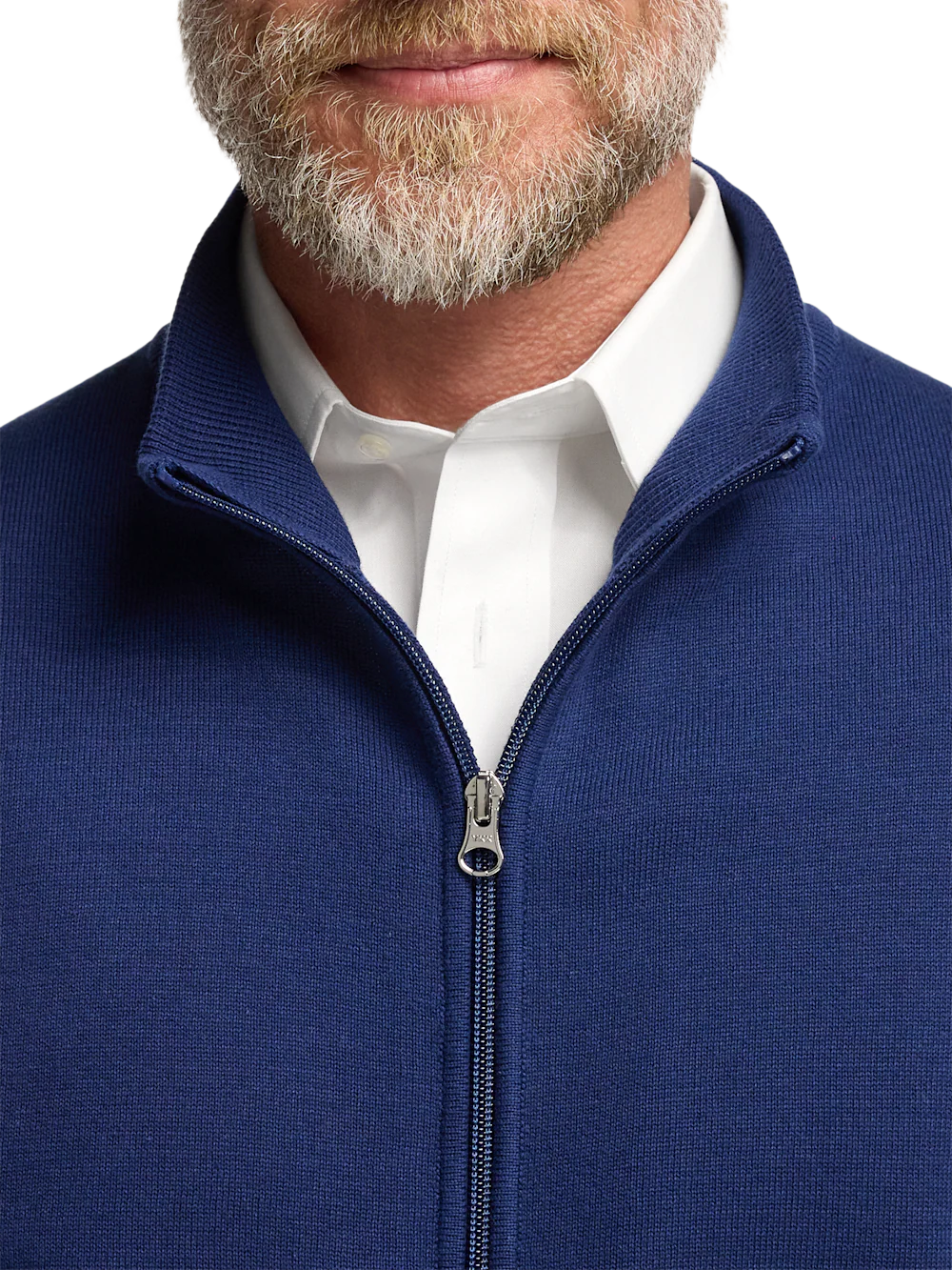 Cotton Full Zip Mock Neck Vest - Blue - Image 3
