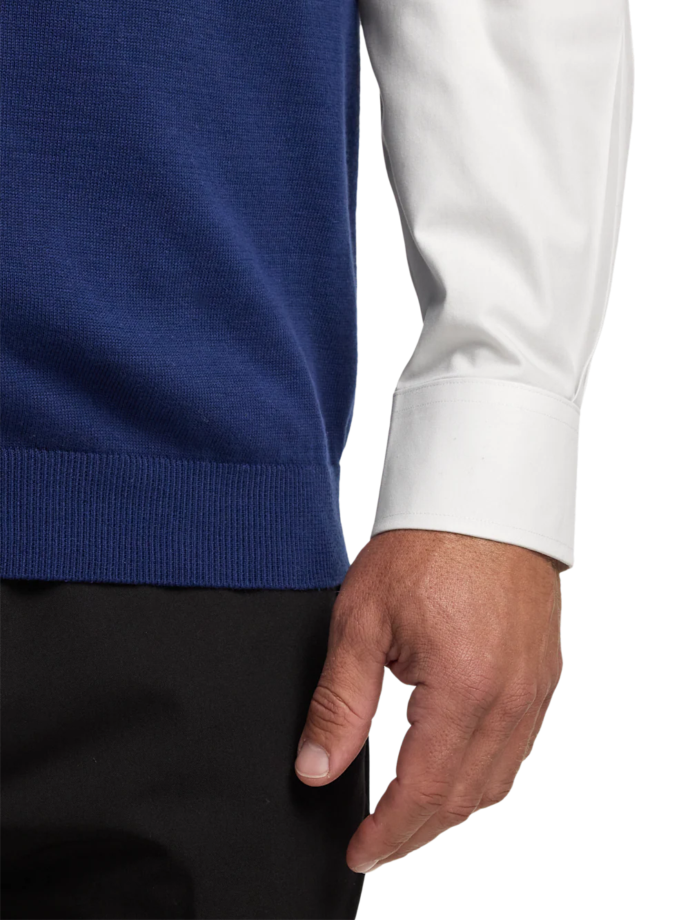 Cotton Full Zip Mock Neck Vest - Blue - Image 4