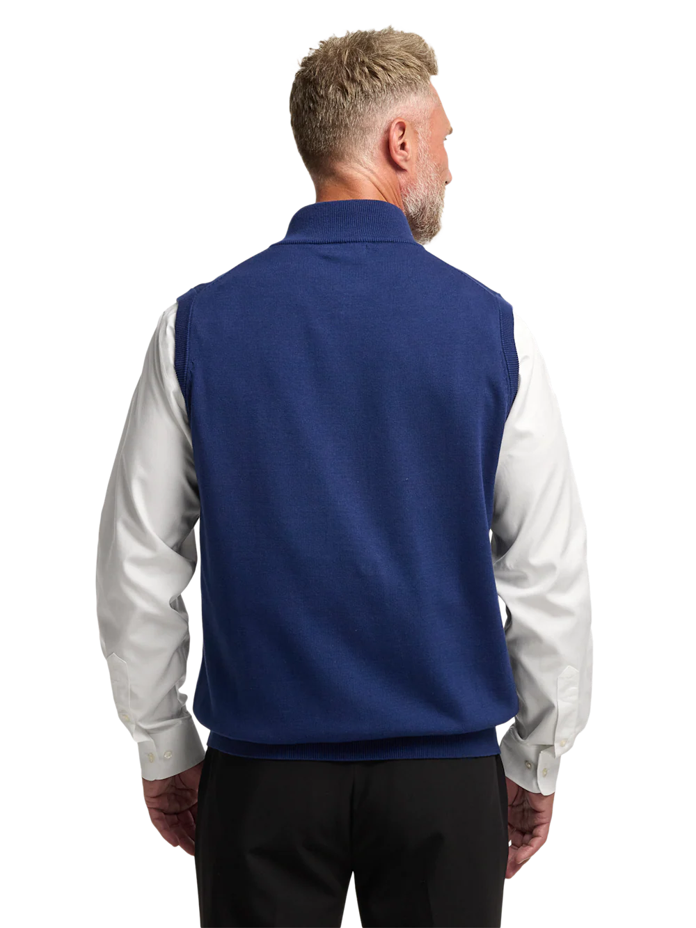 Cotton Full Zip Mock Neck Vest - Blue - Image 5