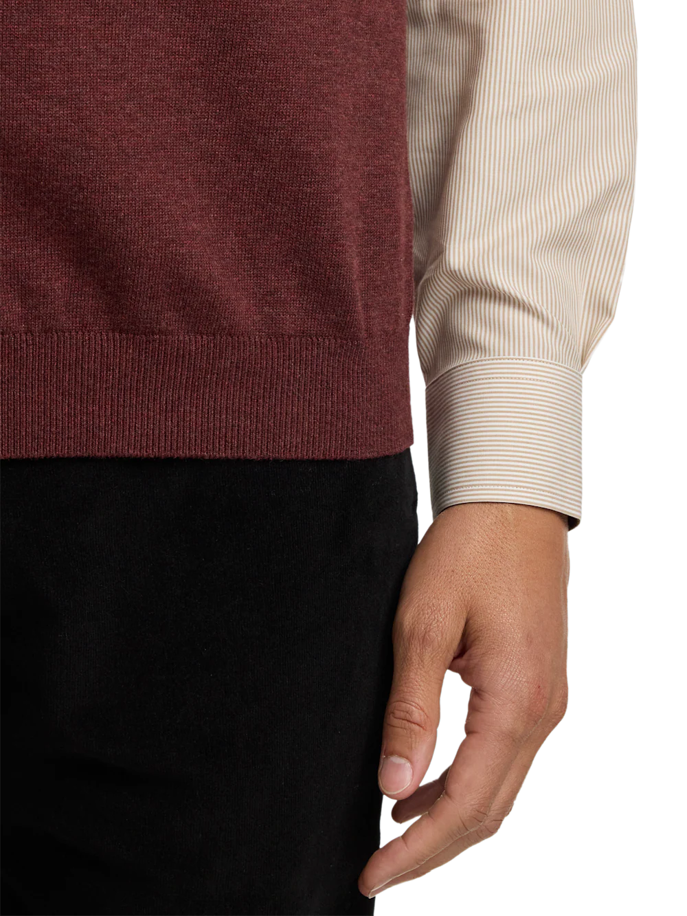 Cotton Full Zip Mock Neck Vest - Burgundy - Image 4