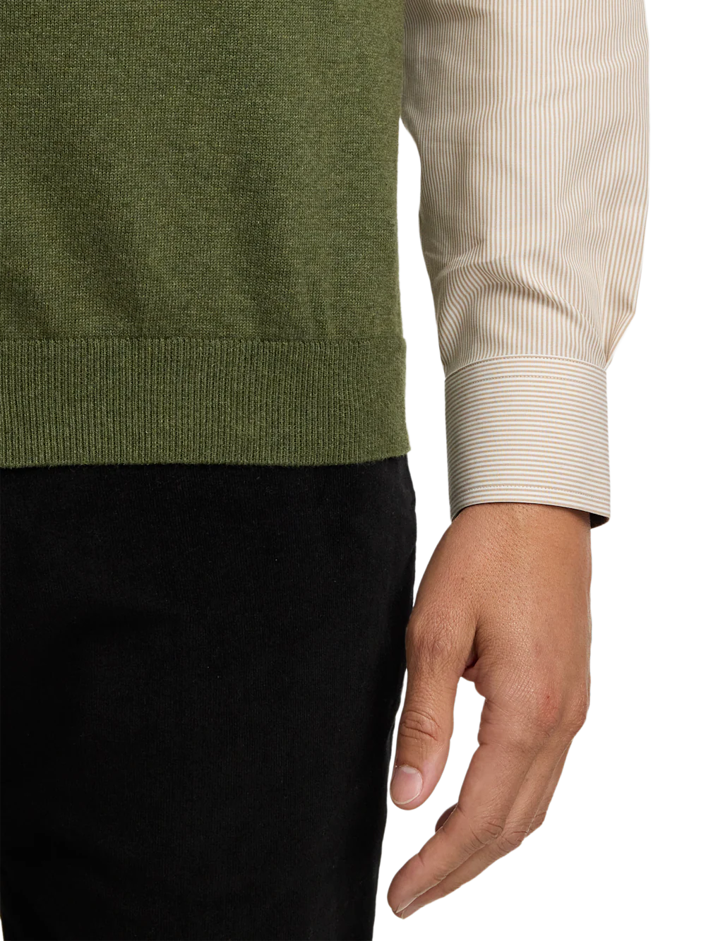 Cotton Full Zip Mock Neck Vest - Olive - Image 4