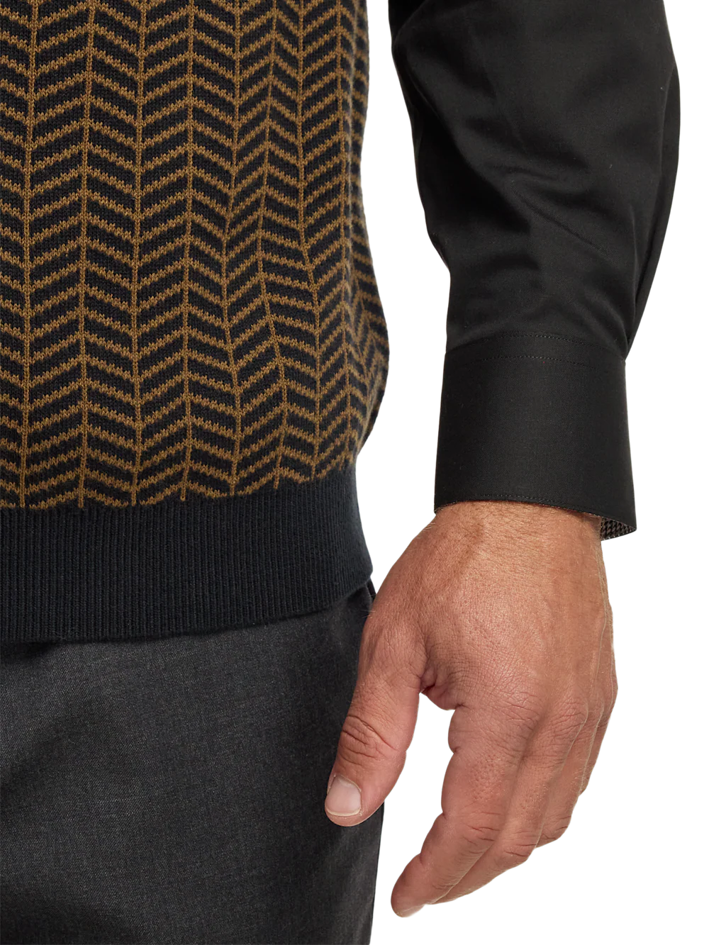 Cotton Full Zip Mock Neck Vest - Brown/black - Image 4