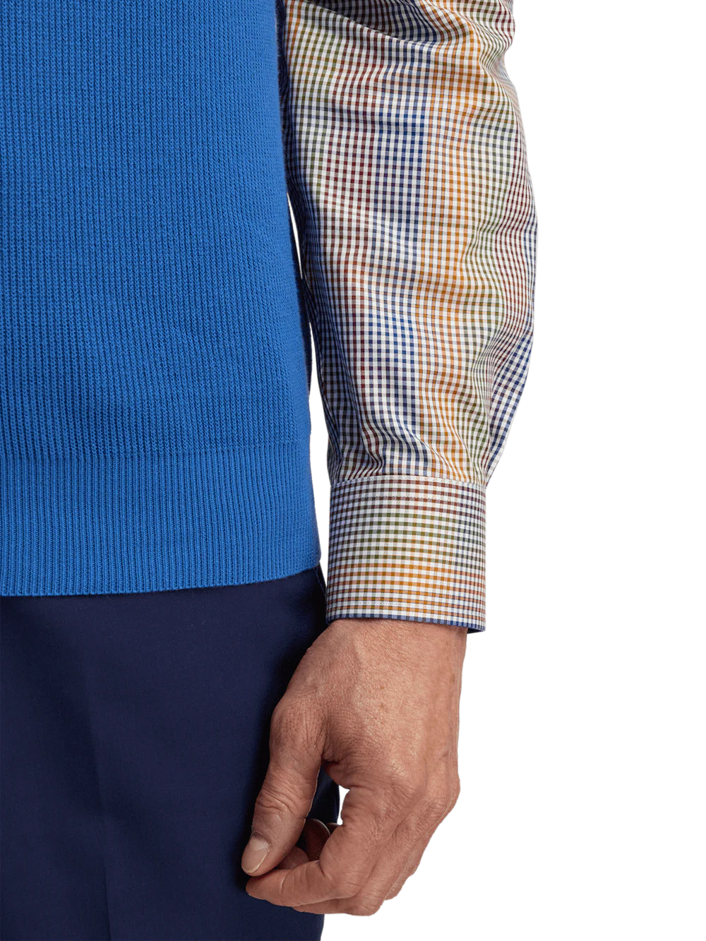 Cotton Full Zip Mock Neck Vest - Blue - Image 4