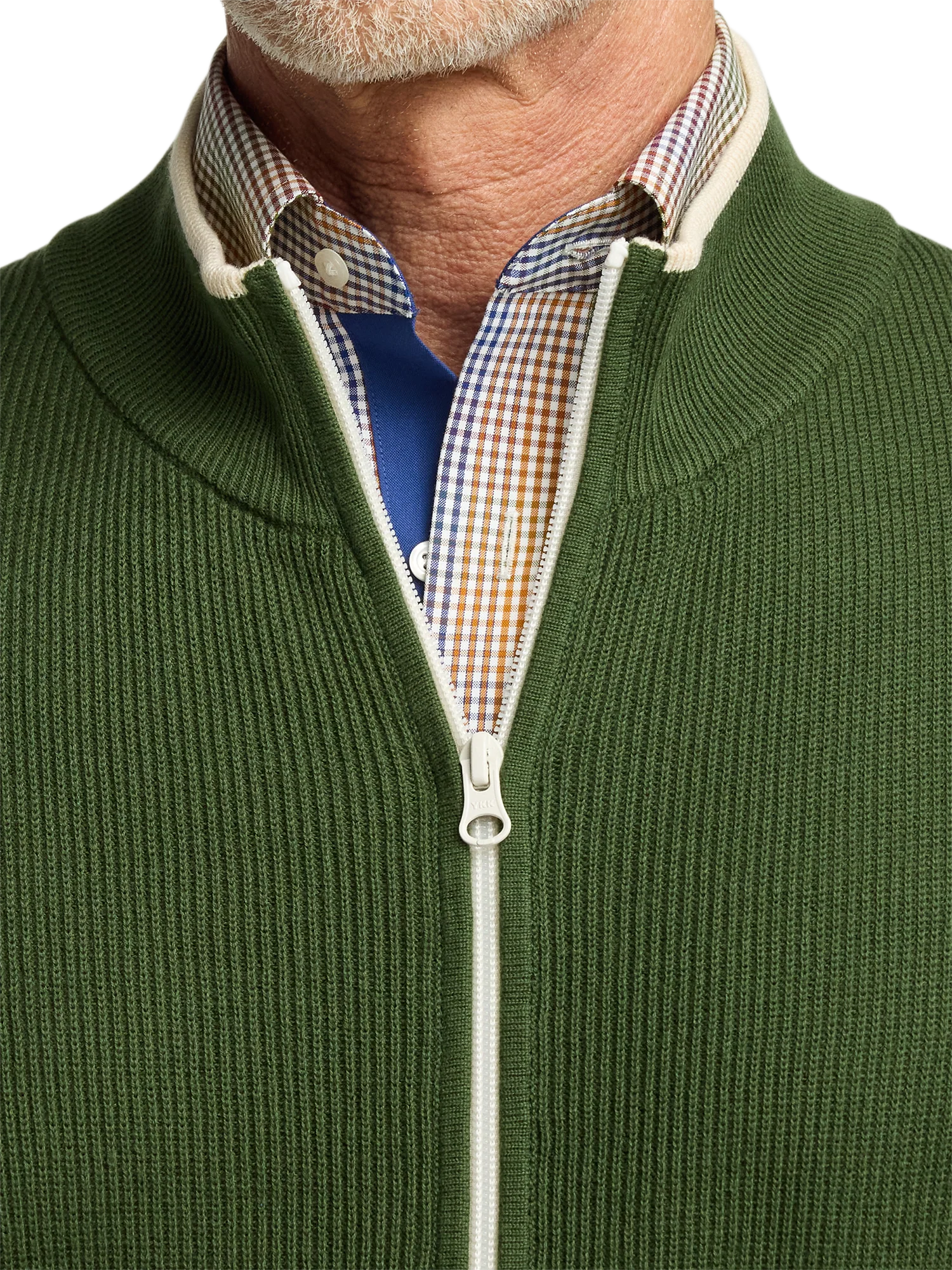 Cotton Full Zip Mock Neck Vest - Green - Image 3